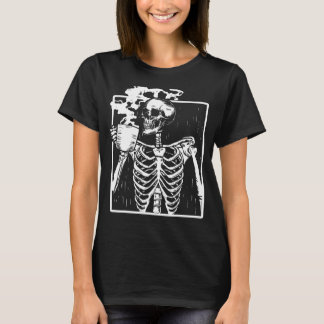 Funny Skeleton Drinking Coffee Caffeine Älskare Co T Shirt