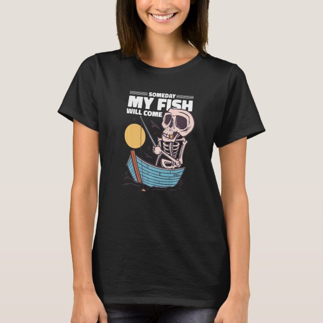 Funny Skeleton Fisherman Fishing T Shirt (Framsida)