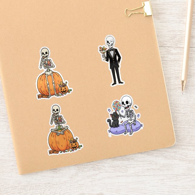 Funny Skeleton For Halloween Klistermärken (Anteckningsbok)