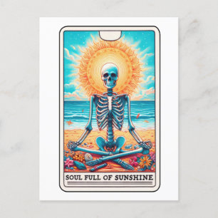 Funny Skeleton Fullt of Sunshine Meditation Tarot Vykort