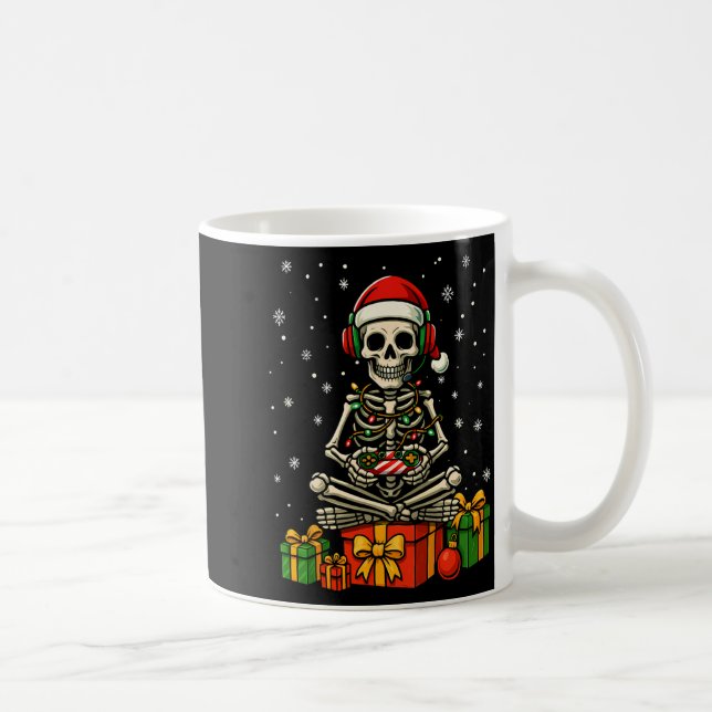 Funny Skeleton Game Controller Xmas Lights Men Wom Kaffemugg (Höger)