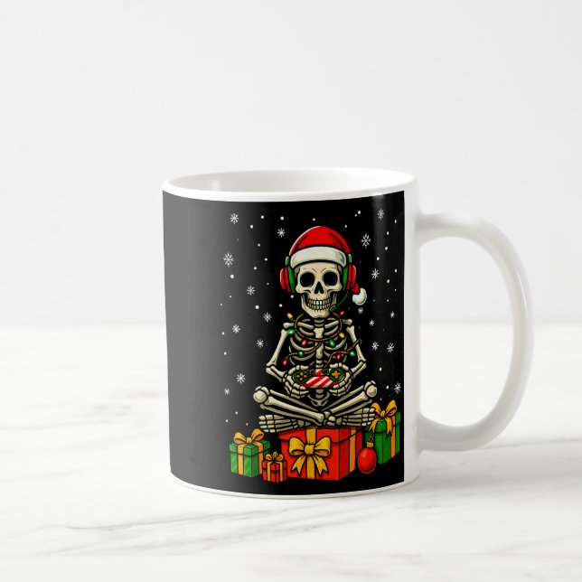 Funny Skeleton Game Controller Xmas Lights Men Wom Kaffemugg (Höger)