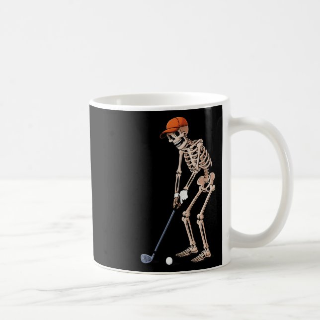 Funny Skeleton Golf Player Golfer Men Dad Hallowee Kaffemugg (Höger)