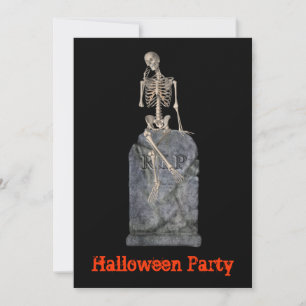 Funny Skeleton Gravsten Halloween-inbjudan Inbjudningar