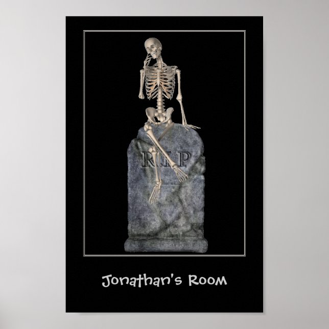 Funny Skeleton Gravsten Kids Room Personlig Poster (Framsidan)