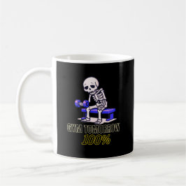 Funny Skeleton Gym Cartoon with Gym Tomorrow 100%  Kaffemugg
