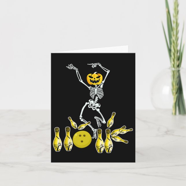 Funny Skeleton Halloween Bowling Shirt Bowlareare  Kort (Framsida)