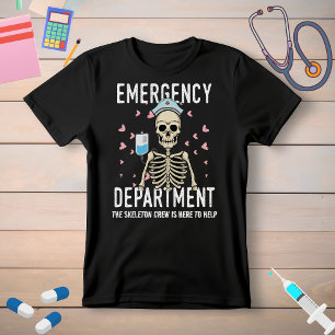 Funny Skeleton Halloween ER Nurse T Shirt