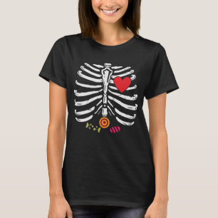 Funny Skeleton Halloween Heart Candies T Shirt