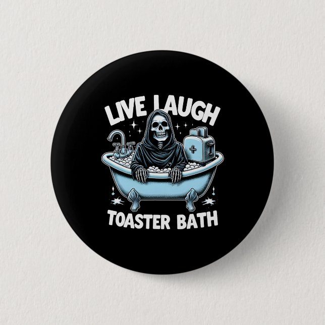 Funny Skeleton Halloween Live Laugh Toaster Th Des Knapp (Framsida)