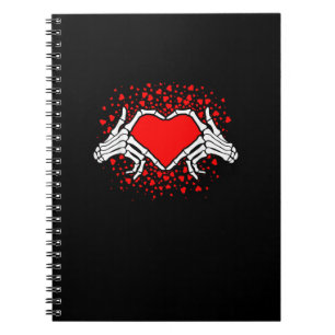 Funny Skeleton Hand Heart Valentines day Anteckningsbok