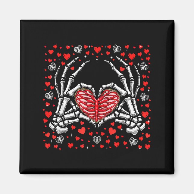 Funny Skeleton Hand Heart Valentines Day Bones Lov Magnet (Framsidan)