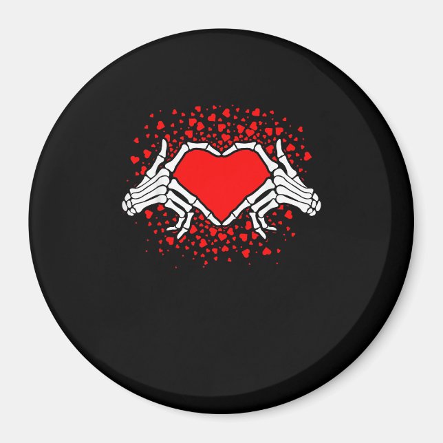 Funny Skeleton Hand Heart Valentines day Magnet (Framsidan)