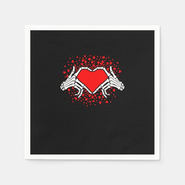 Funny Skeleton Hand Heart Valentines day Pappersservett (Framsidan)