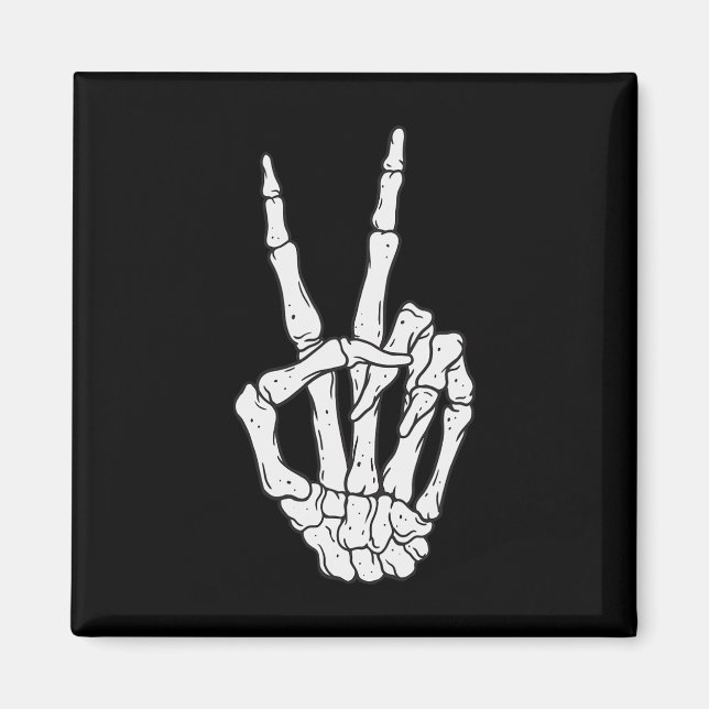 Funny Skeleton Händer Fredstecken Kärlek Halloween Magnet (Framsidan)