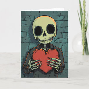 Funny Skeleton Heart Kärlek Helgkort