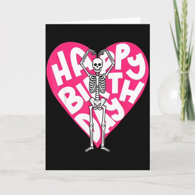Funny Skeleton Heart Valentine’s Day In Retro Birt Kort (Framsida)