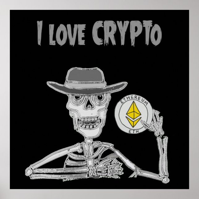 Funny Skeleton I kärlek Crypto Ether Cryptocurrenc Poster (Framsidan)
