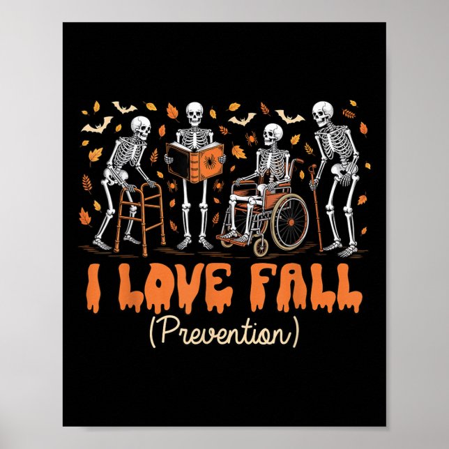 Funny Skeleton I Kärlek Fall Prevention Fall Physi Poster (Framsidan)