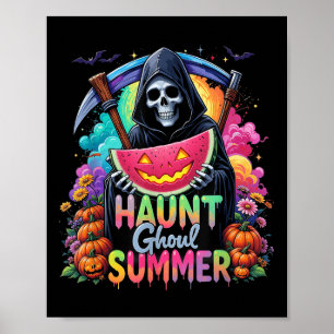Funny Skeleton Ice Cream Hett Ghoul Summer Summerw Poster
