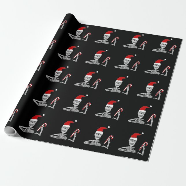 Funny Skeleton in Santa hat Christmas Presentpapper (Utrullad)