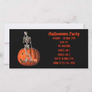 Funny Skeleton Jack o lantern Halloween Inbjudan