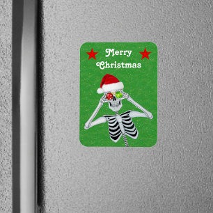 Funny Skeleton jul Ornaments Stars Grönt Magnet