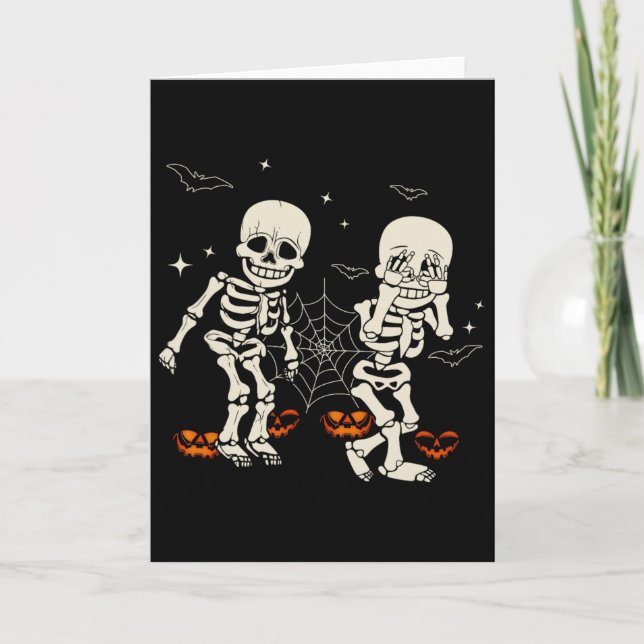 Funny Skeleton Kids Griddy-dance Halloween Trick O Kort (Framsida)