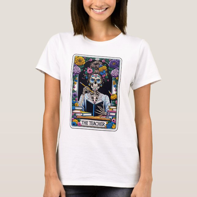 Funny Skeleton, lärare Tarot T Shirt (Framsida)