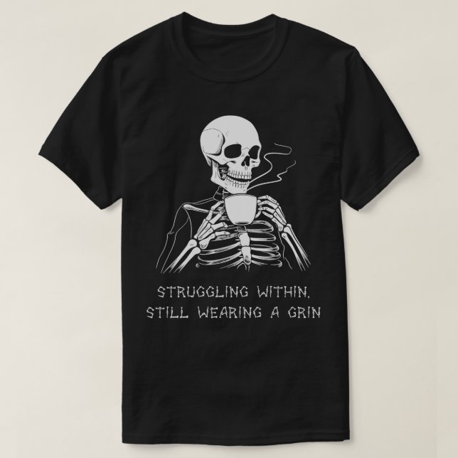 Funny Skeleton Lazy Costume Goth Manar Women Funny T Shirt (Design framsida)