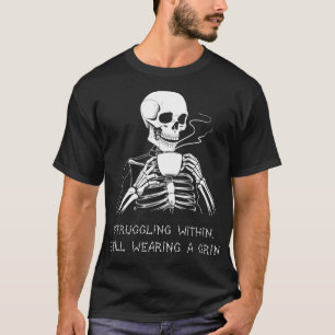 Funny Skeleton Lazy Costume Goth Manar Women Funny T Shirt