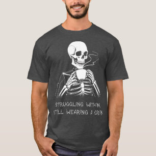 Funny Skeleton Lazy Costume Goth Manar Women Funny T Shirt