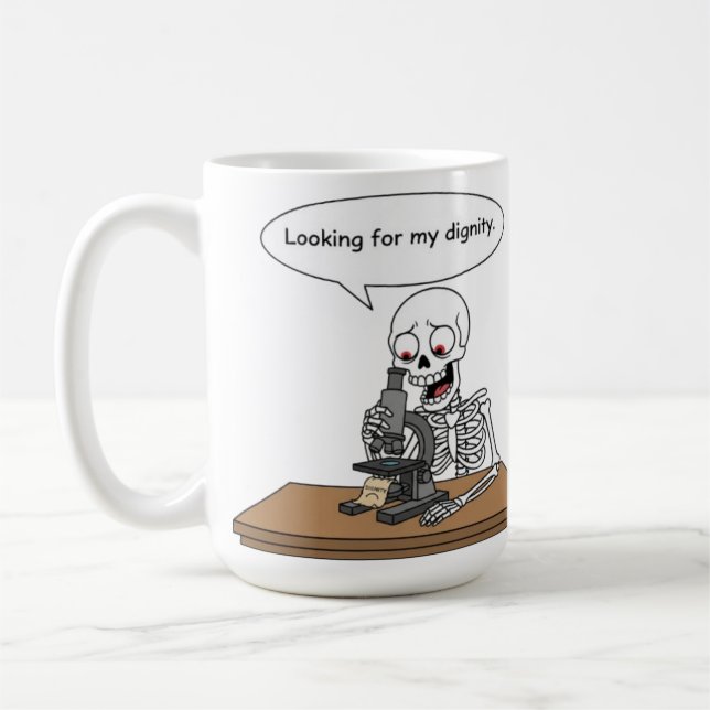 Funny Skeleton Looking For Dignity Kaffemugg (Vänster)