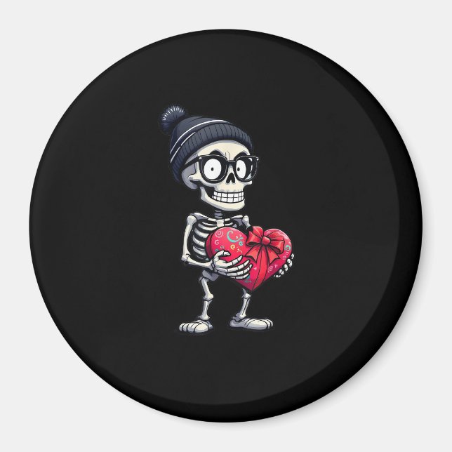 Funny Skeleton Manar Kvinnor Skeleton Hjärtat Vale Magnet (Framsidan)