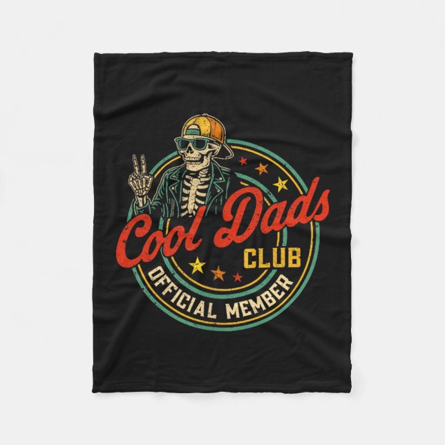 Funny Skeleton Member Cool Dads Club Father's Day  Fleecefilt (Framsidan)