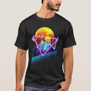 Funny Skeleton Meme Retro 80s Vaporwave Outrun Sty T Shirt