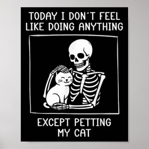 Funny Skeleton Petting Cat Lazy Halloween Cat Kärl Poster