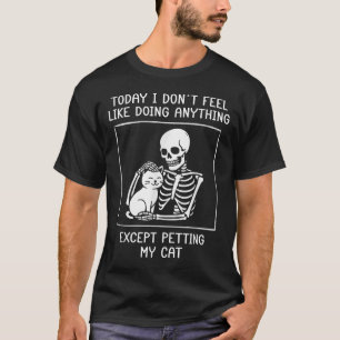 Funny Skeleton Petting Cat Lazy Halloween Cat Kärl T Shirt