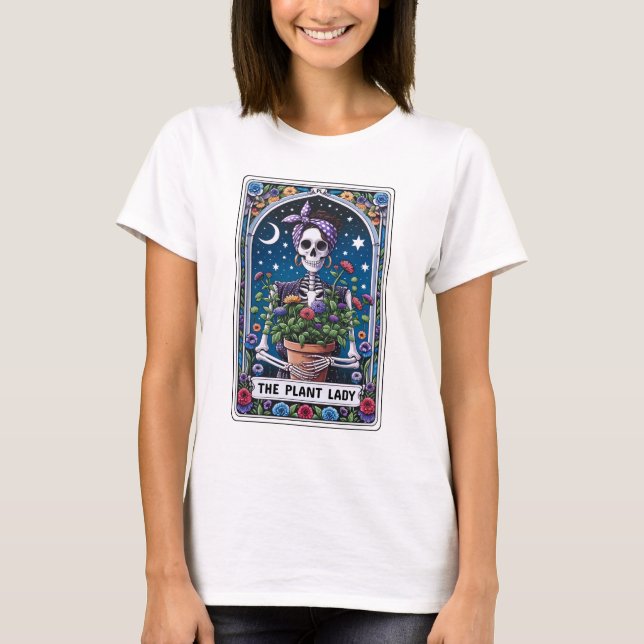 Funny Skeleton Plant Dam Tarot T Shirt (Framsida)