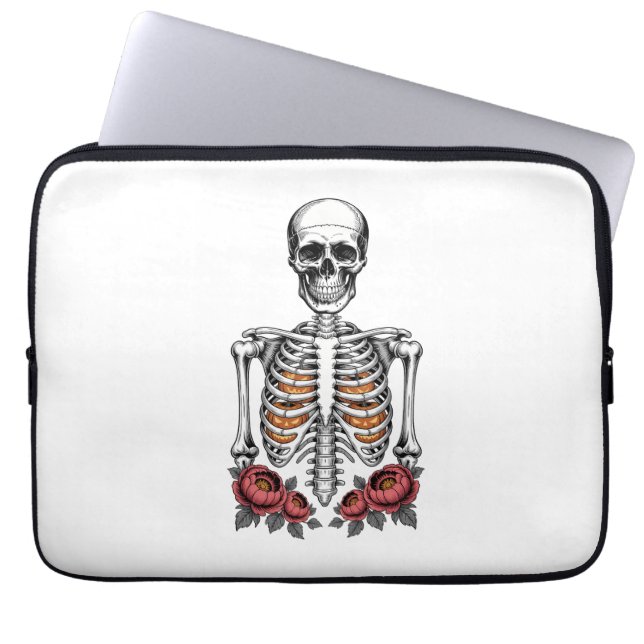 Funny Skeleton Pumpkin Fall Laptop Fodral (Framsidan)