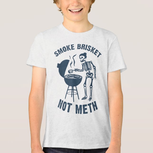 Funny Skeleton Retro Bbq Smoke Brisket Not _1 T Shirt (Framsida)
