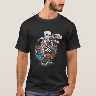 Funny Skeleton Riding Dinosaur T Rex Dia De Los Mu Shirt