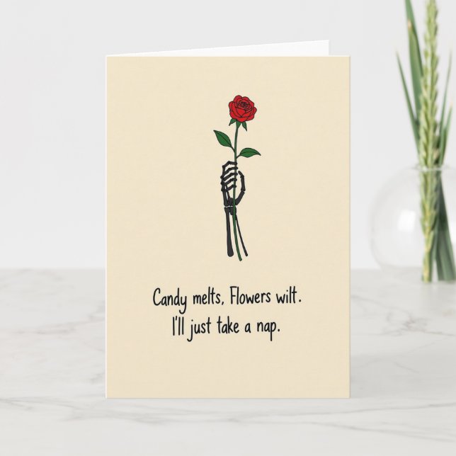 Funny Skeleton Rose Nap Card Kort (Framsida)