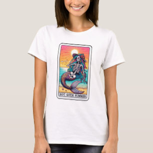 Funny Skeleton Sjöjungfru Tarot Hett Goth Summer T Shirt