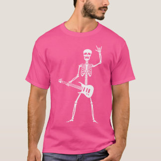Funny Skeleton som spelar Guitar Electric Acoustic T Shirt