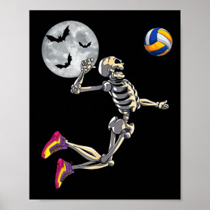 Funny Skeleton spelar Volleyll Happy halloween Da Poster