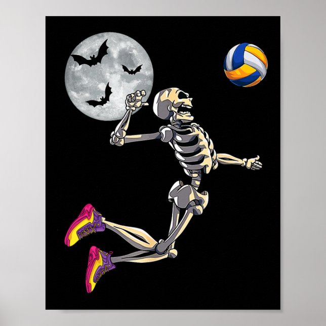 Funny Skeleton spelar Volleyll Happy halloween Da Poster (Framsidan)