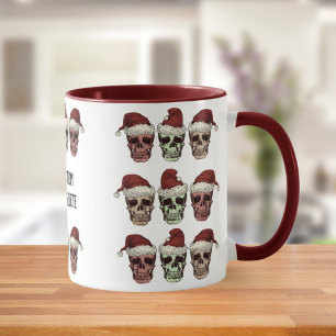 Funny Skeleton Spooky Vibes Head Jul Red Mugg