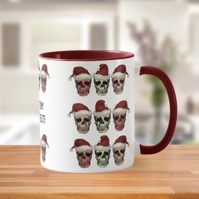 Funny Skeleton Spooky Vibes Head Jul Red Mugg (Skapare uppladdad)