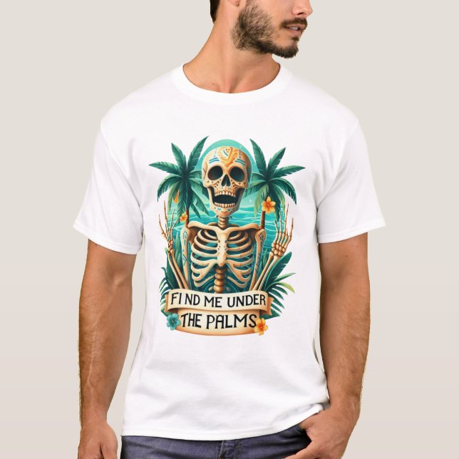 Funny Skeleton Summer Vibes T Shirt (Framsida)
